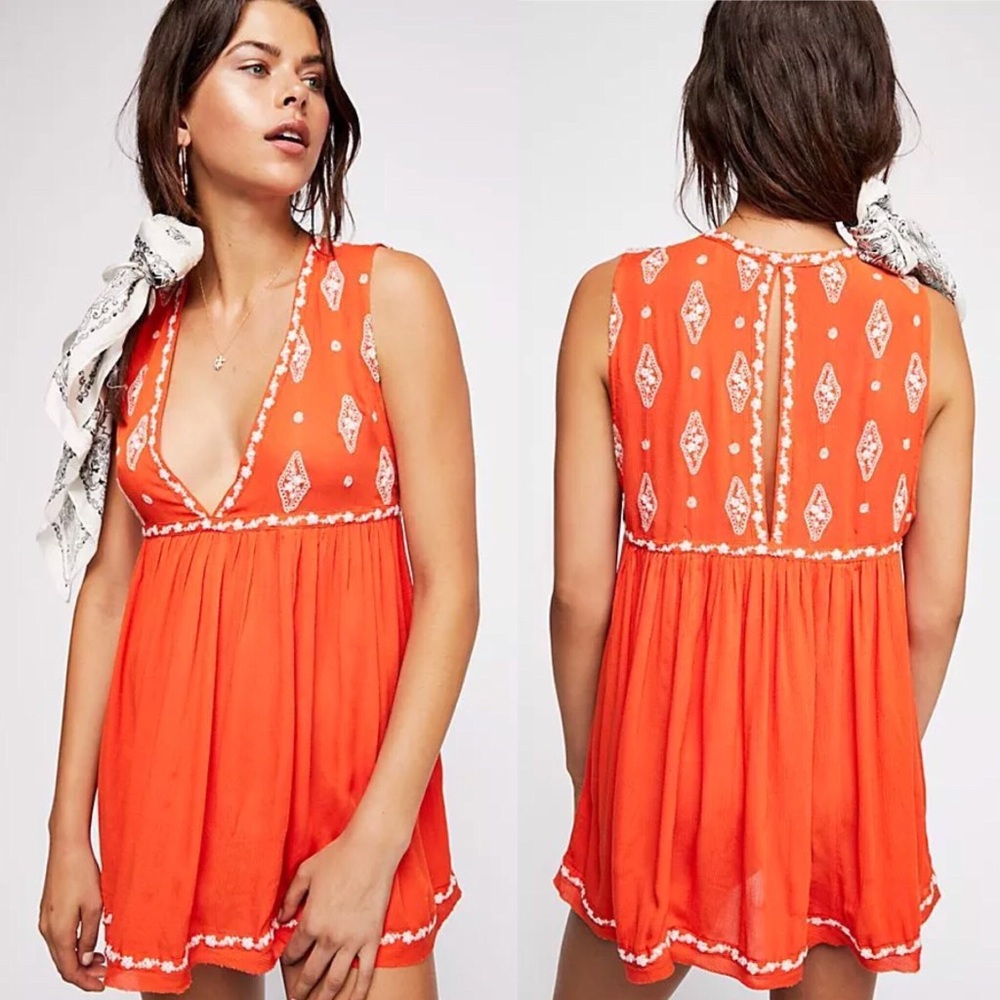 FREE PEOPLE DIAMOND EMBROIDERED TOP